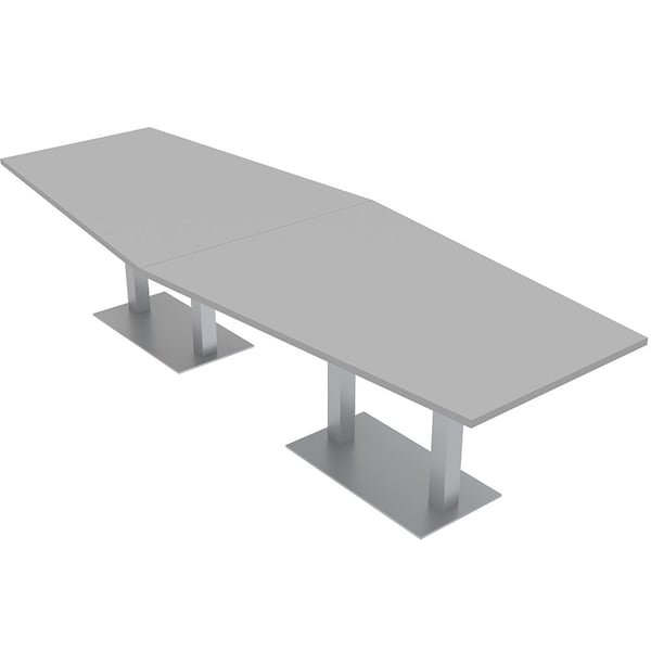 45 in W, 144 in L, 29 in H, Engineered Wood Top, Grey